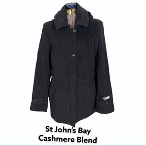NWT St John’s Bay Cashmere Blend Pea Coat